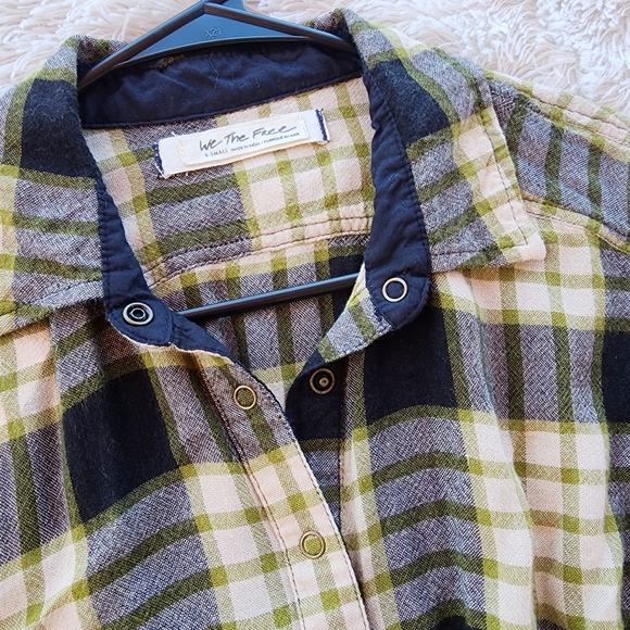 Free People We The Free Black Pacific Dawn Plaid Shirt - Picture 5 of 8